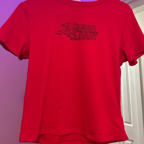 Red fitted tee crop - Picture 1 of 3